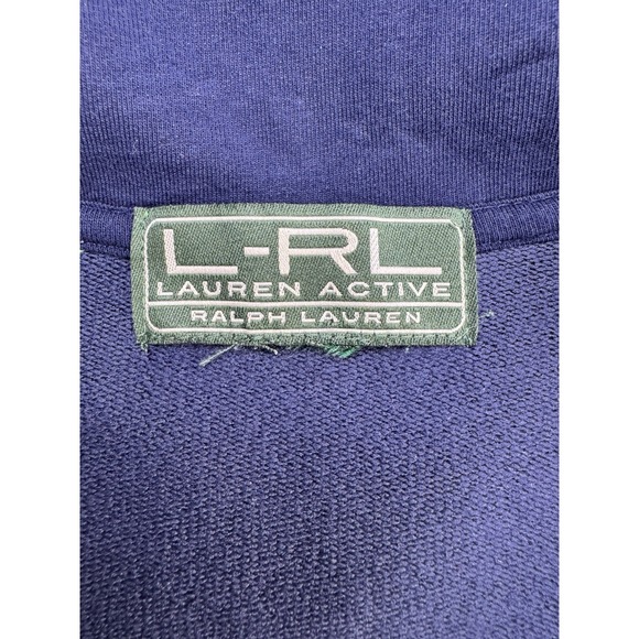 LRL Ralph Lauren Active Fleece Vest Green Navy Full Zip Draw Cord Hem Size M - Picture 10 of 14